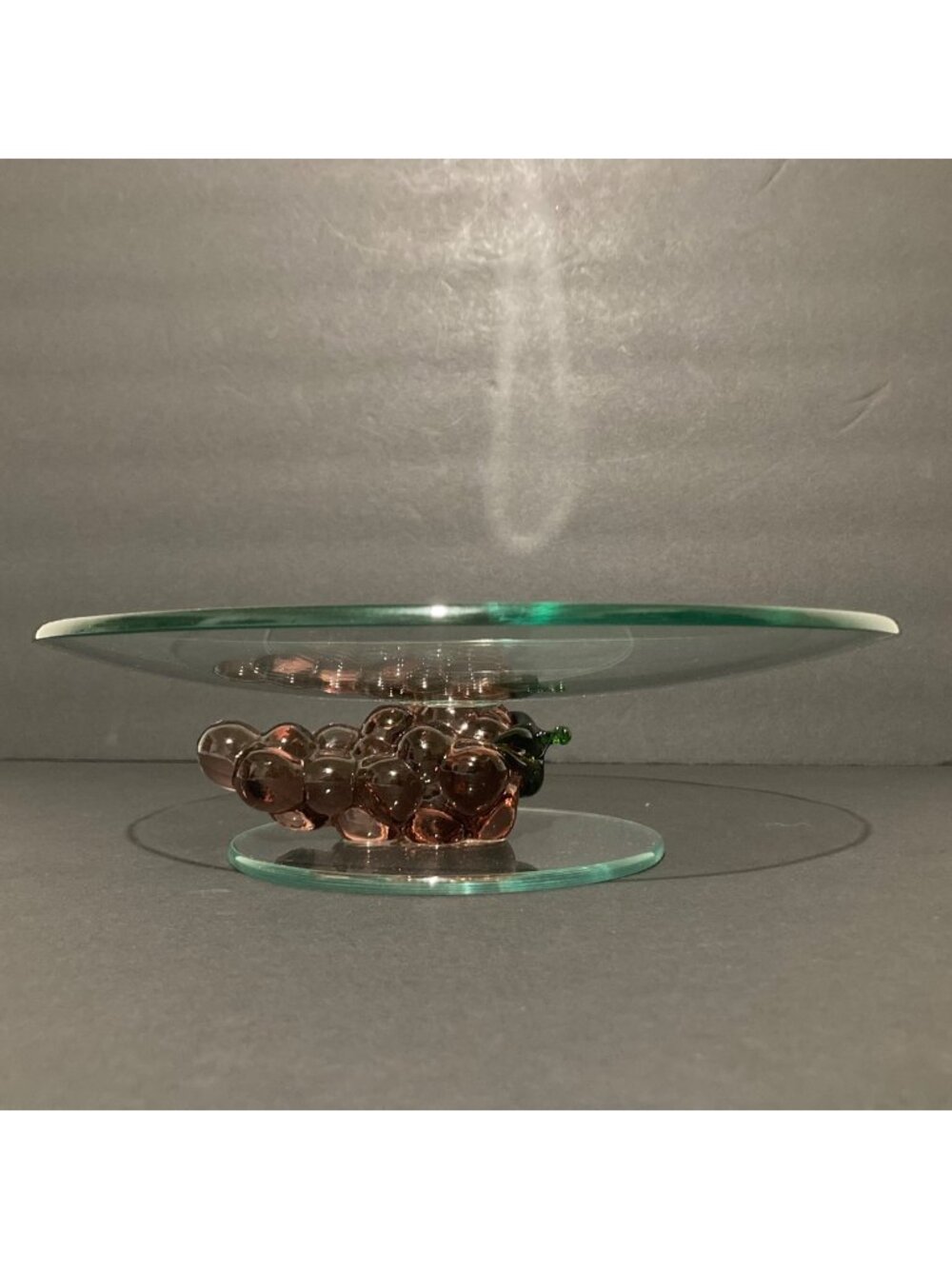 Glass Cake Stand With Grapes Pedestal Base Transparent Serving Plate